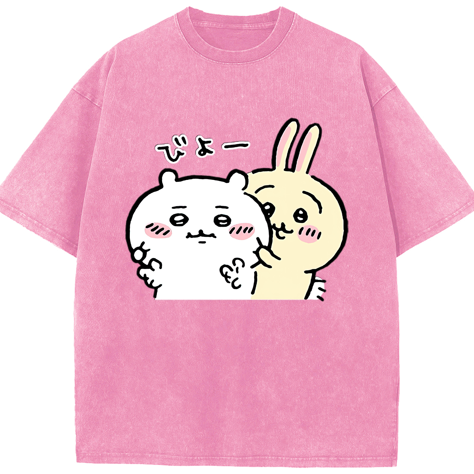 （画像用） ちいかわ うさぎ Chii-kawa usagi 綿100% ヴィンテージ風 半袖Tシャツ（フロントプリント）